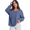 image:imageANRABESS Oversized Sweatshirt for Women Off the Shoulder V Neck Sweater TopGrey Blue