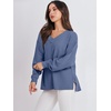 image:imageANRABESS Oversized Sweatshirt for Women Off the Shoulder V Neck Sweater TopGrey Blue