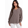 image:imageANRABESS Oversized Sweatshirt for Women Off the Shoulder V Neck Sweater TopLight Brown