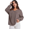 image:imageANRABESS Oversized Sweatshirt for Women Off the Shoulder V Neck Sweater TopLight Brown
