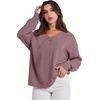 image:imageANRABESS Oversized Sweatshirt for Women Off the Shoulder V Neck Sweater TopLight Purple