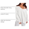 image:imageANRABESS Oversized Sweatshirt for Women Off the Shoulder V Neck Sweater TopWhite