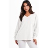 image:imageANRABESS Oversized Sweatshirt for Women Off the Shoulder V Neck Sweater TopWhite