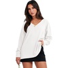 image:imageANRABESS Oversized Sweatshirt for Women Off the Shoulder V Neck Sweater TopWhite