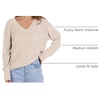 image:imageANRABESS Ribbed V Neck Long Sleeve Shirts for WomenBeige