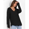 image:imageANRABESS Ribbed V Neck Long Sleeve Shirts for WomenBlack