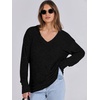image:imageANRABESS Ribbed V Neck Long Sleeve Shirts for WomenBlack