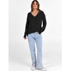 image:imageANRABESS Ribbed V Neck Long Sleeve Shirts for WomenBlack