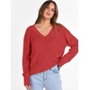 image:imageANRABESS Ribbed V Neck Long Sleeve Shirts for WomenBright Red