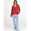 image:imageANRABESS Ribbed V Neck Long Sleeve Shirts for WomenBright Red