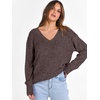 image:imageANRABESS Ribbed V Neck Long Sleeve Shirts for WomenDeep Brown