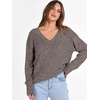 image:imageANRABESS Ribbed V Neck Long Sleeve Shirts for WomenDeep Coffee