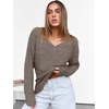 image:imageANRABESS Ribbed V Neck Long Sleeve Shirts for WomenDeep Coffee