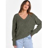 image:imageANRABESS Ribbed V Neck Long Sleeve Shirts for WomenDeep Green