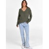 image:imageANRABESS Ribbed V Neck Long Sleeve Shirts for WomenDeep Green