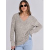 image:imageANRABESS Ribbed V Neck Long Sleeve Shirts for WomenGrey Begie