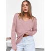 image:imageANRABESS Ribbed V Neck Long Sleeve Shirts for WomenGrey Pink
