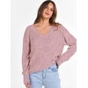 image:imageANRABESS Ribbed V Neck Long Sleeve Shirts for WomenGrey Pink