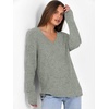 image:imageANRABESS Ribbed V Neck Long Sleeve Shirts for WomenLight Green