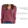 image:imageANRABESS Ribbed V Neck Long Sleeve Shirts for WomenRed