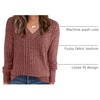 image:imageANRABESS Ribbed V Neck Long Sleeve Shirts for WomenRust