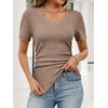 image:imageANRABESS Short Sleeve Sweaters for Women Lightweight Fall V Neck Knit TopLight Brown
