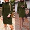 image:imageANRABESS Sweater Dress for Women Fall Oversized Crewneck Long Sleeve DressArmy Green