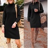 image:imageANRABESS Sweater Dress for Women Fall Oversized Crewneck Long Sleeve DressBlack