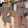 image:imageANRABESS Sweater Dress for Women Fall Oversized Crewneck Long Sleeve DressDark Khaki