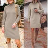 image:imageANRABESS Sweater Dress for Women Fall Oversized Crewneck Long Sleeve DressKhaki