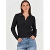 image:imageANRABESS Sweaters for Women Cable Knit Long Sleeve Polo V Neck Fall OutfitsBlack