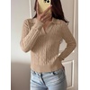 image:imageANRABESS Sweaters for Women Cable Knit Long Sleeve Polo V Neck Fall OutfitsBright Tan