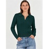 image:imageANRABESS Sweaters for Women Cable Knit Long Sleeve Polo V Neck Fall OutfitsDark Green