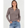 image:imageANRABESS Sweaters for Women Cable Knit Long Sleeve Polo V Neck Fall OutfitsPink Apricot