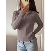 image:imageANRABESS Sweaters for Women Cable Knit Long Sleeve Polo V Neck Fall OutfitsPink Apricot