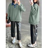 image:imageANRABESS Sweatshirt for Women Button Up Denim Collared Pullover Henley TopGrey Green