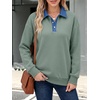 image:imageANRABESS Sweatshirt for Women Button Up Denim Collared Pullover Henley TopGrey Green