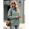 image:imageANRABESS Sweatshirt for Women Button Up Denim Collared Pullover Henley TopGrey Green