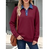 image:imageANRABESS Sweatshirt for Women Button Up Denim Collared Pullover Henley TopWine Red