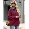 image:imageANRABESS Sweatshirt for Women Button Up Denim Collared Pullover Henley TopWine Red