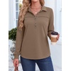 image:imageANRABESS Sweatshirt for Women Long Sleeve Pullover Polo Shirts Fall WinterBeige Khaki
