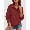 image:imageANRABESS Sweatshirt for Women Waffle Knit Henley Pullover TopsBirck Red