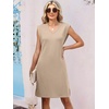 image:imageANRABESS V Neck Sleeveless Dress for Women Air Layer Fabric Wrinkle FreeAlmond