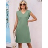 image:imageANRABESS V Neck Sleeveless Dress for Women Air Layer Fabric Wrinkle FreeLight Green