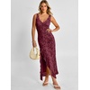 image:imageANRABESS Wedding Guest Dresses for Women Mesh Semi Formal Maxi DressWined