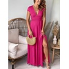 image:imageANRABESS Women Deep V Neck Wedding Guest Formal Maxi DressShort Sleeve Rose