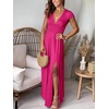 image:imageANRABESS Women Deep V Neck Wedding Guest Formal Maxi DressShort Sleeve Rose