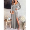 image:imageANRABESS Women Deep V Neck Wedding Guest Formal Maxi DressZlong Sleeve Gray