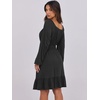 image:imageANRABESS Women Long Lantern Sleeve Square Neck Fall Short DressBlack