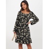 image:imageANRABESS Women Long Lantern Sleeve Square Neck Fall Short DressBlack Floral